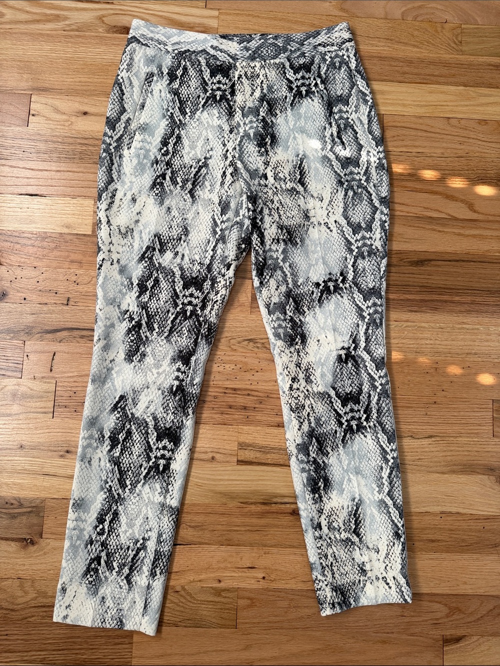 Zara Grey and White Snake Print Trousers